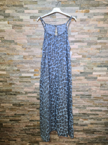Grossiste L.Style - Robe longue jean imprimée léopard