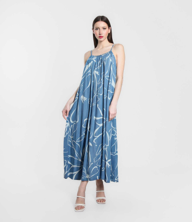 Großhändler L.Style - Langes bedrucktes Kleid