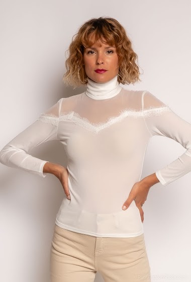 Wholesaler L.Style - Bimaterial top with lace