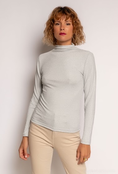 Großhändler L.Style - Sparkly top with mock neck