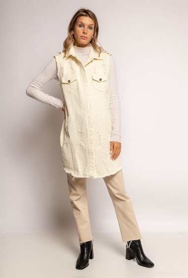 Wholesaler L8 - Long sleeveless jean jacket