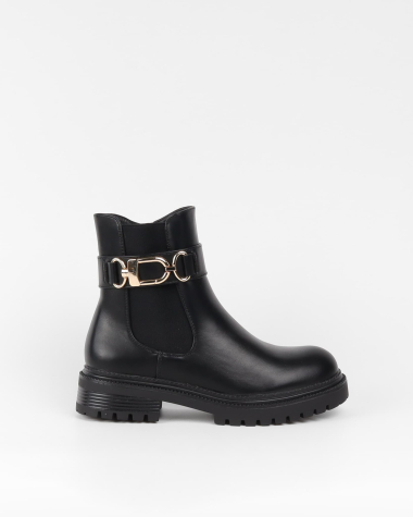Wholesaler La Bottine souriante - Flat round toe ankle boots with a metal chain
