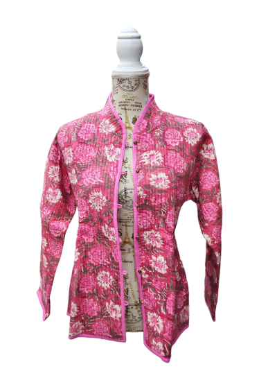 Wholesaler La p'tite cachottière - Block Print India jacket with Jaipur print