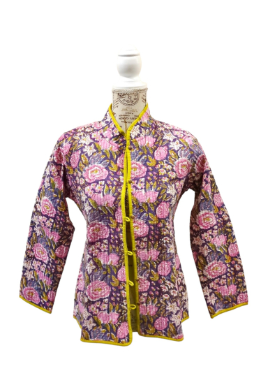 Wholesaler La p'tite cachottière - Block Print India jacket with Jaipur print