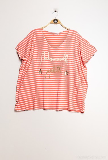 Wholesalers Lacony - Striped top with script