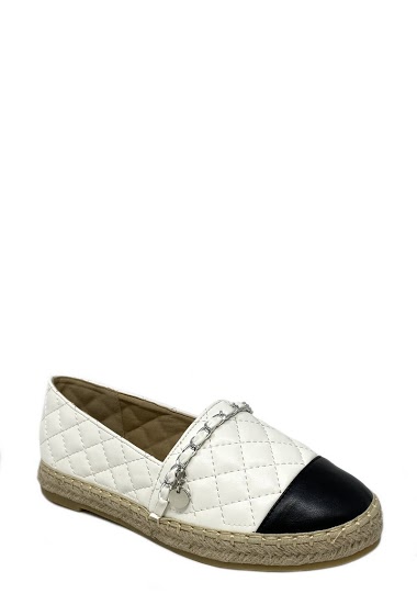 Quilted pattern espadrille with black toe
