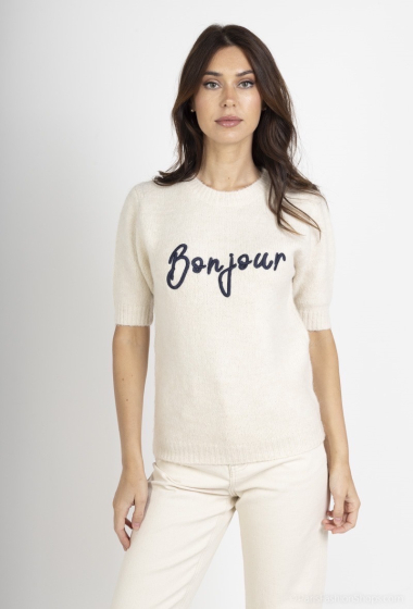 Grossiste LAJOLY - Pull "Bonjour" Manches Courtes