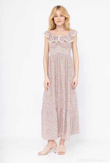 Wholesaler LAJOLY - Printed strap dress with ruffles
