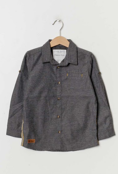 Wholesaler Lara Kids - Cotton shirt with side stripes