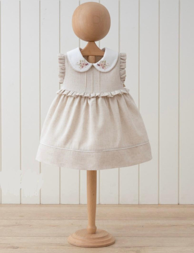 Großhändler Lara Kids - Kleid mit besticktem Kragen