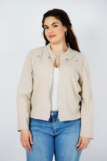 Grossiste You Udress Size+ - VESTE BEIGE BOMBERS COUPE DROITE