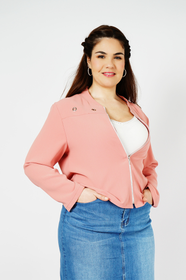 Grossiste You Udress Size+ - VESTE ROSE BOMBERS COUPE DROITE