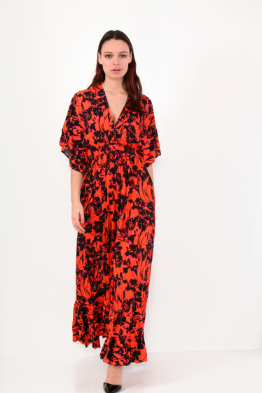 Wholesaler Last Queen - Ethnic printed jumpsuit with flowing pants, V-neck