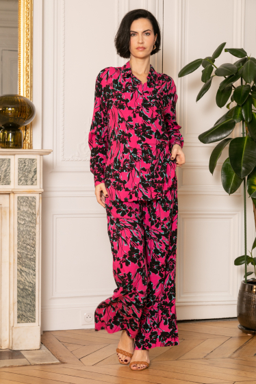 Wholesaler Last Queen - Flowy floral print shirt and pants set