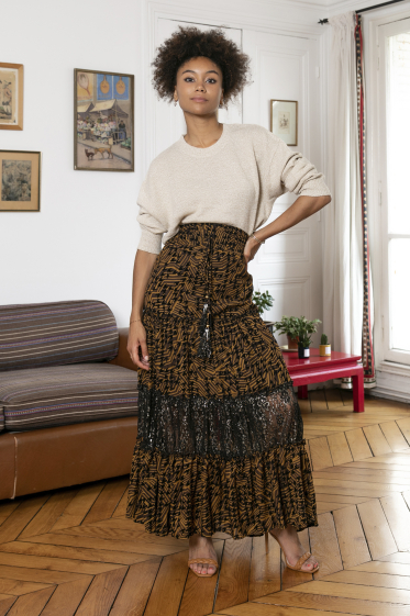 Wholesaler Last Queen - Floral print pleated  vaporous pants skirt