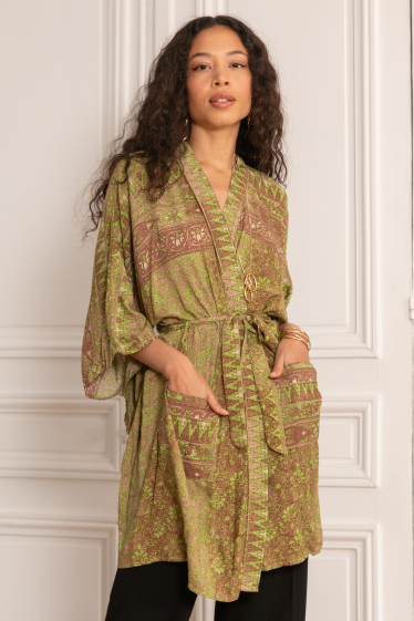 Wholesaler Last Queen - Belted kimono with bohemian print