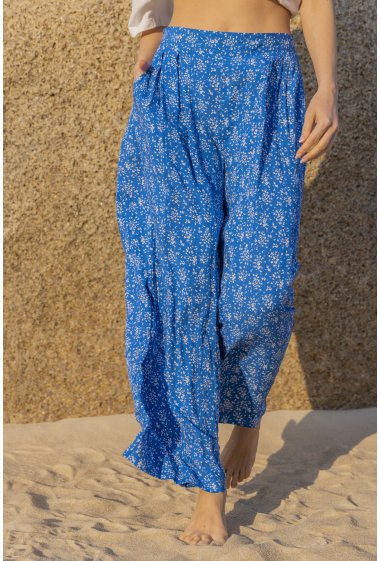 Wholesaler Last Queen - Flowing floral print pants with pockets