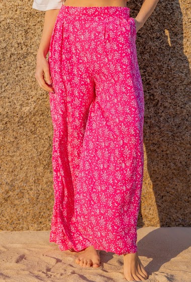 Flowing floral print pants with pockets