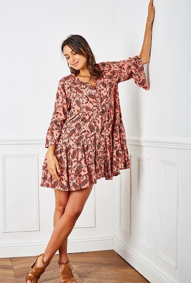 Wholesaler Last Queen - Printed tunic shirt dress with LUREX