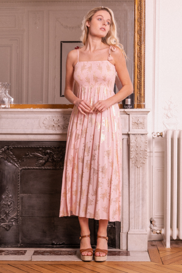 Wholesaler Last Queen - Strappy long dress with pompoms and visible pockets