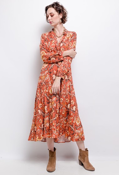 Wholesaler Last Queen - Printed long tunic shirt dress with LUREX