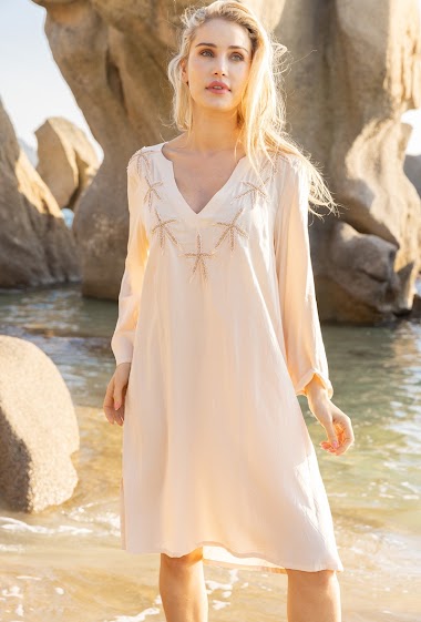 Tunic dress set with embroidery in the shape of a starfish