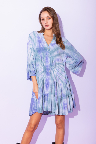 Wholesaler Last Queen - Tie and dye tunic dress, faded style with flared cut