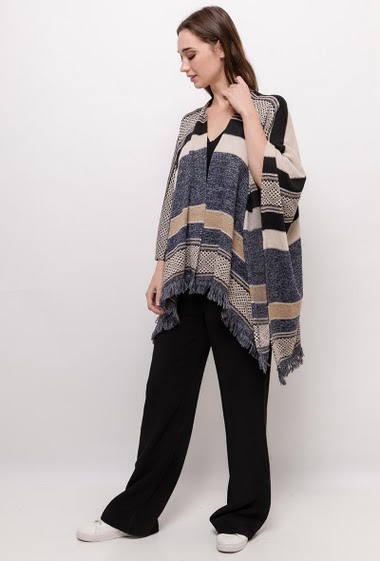 Wholesalers Laura & Laurent - Open striped poncho