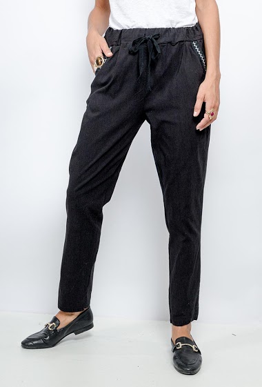 Wholesaler LAURA PARIS (MKL) - Slim pants with elastic waistband