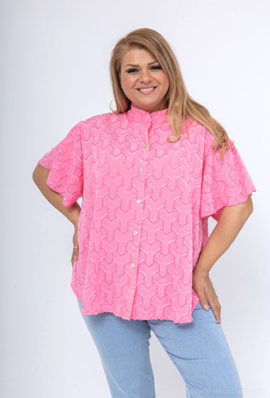 Wholesaler LAURA PARIS (MKL) - Textured light buttoned blouse