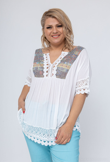 Wholesaler LAURA PARIS (MKL) - Ligtht cotton crepe blouse