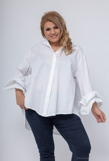 Wholesaler LAURA PARIS (MKL) - Poplin cotton shirt with puffed sleeves