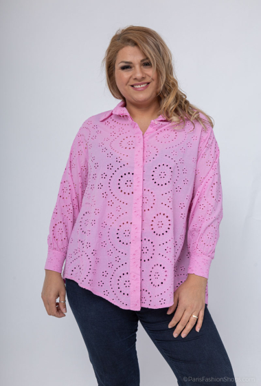 Wholesaler LAURA PARIS (MKL) - Cotton shirt in full english embroidery