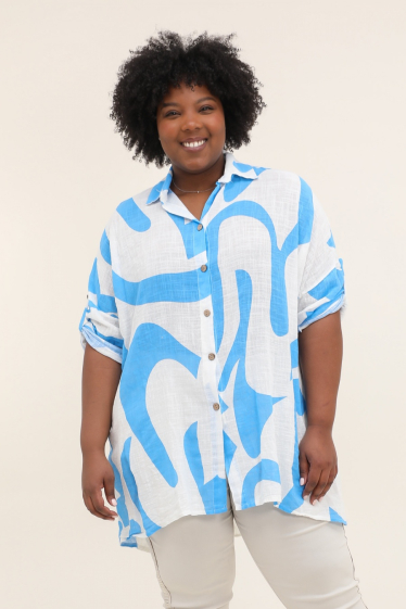Mayorista LAURA PARIS (MKL) - Camisa ligera de algodón con estampado gráfico