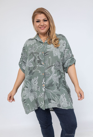 Mayorista LAURA PARIS (MKL) - Camisa ligera de algodón con estampado vegetal