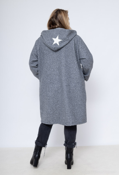 Wholesaler LAURA PARIS (MKL) - Blouclé zipped coat with embroidered star on hood