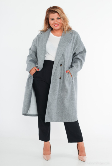 Wholesaler LAURA PARIS (MKL) - Wool touch tailored collar coat with 2 side pockets