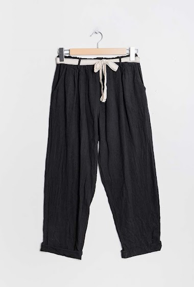 Wholesaler LAURA PARIS (MKL) - Light Cotton & Linen short pants with belt