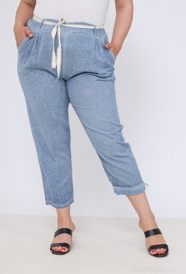 Wholesaler LAURA PARIS (MKL) - Light Cotton & Linen short pants with belt