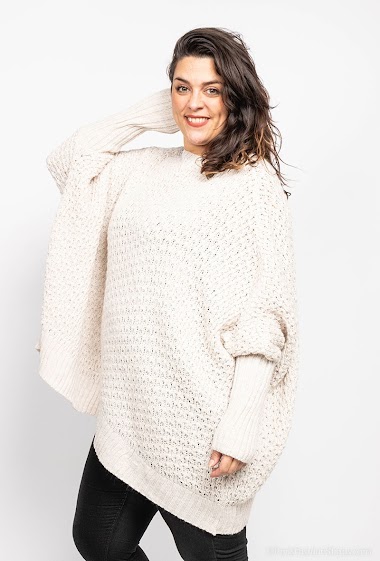 Wholesaler LAURA PARIS (MKL) - Oversized loose knit jumper size 58/60