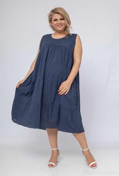 Wholesaler LAURA PARIS (MKL) - Cotton sleeveless dress with overlay effect