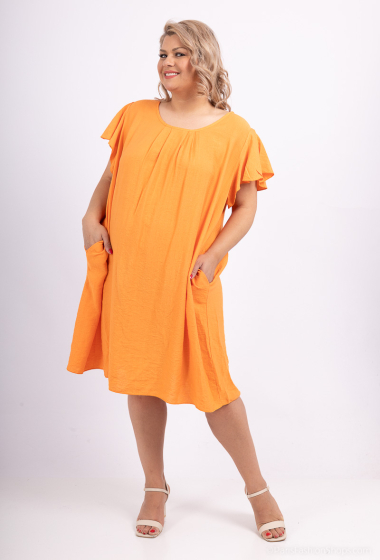 Großhändler LAURA PARIS (MKL) - Kleid aus Viskose-Krepp mit kleinen Rüschenärmeln
