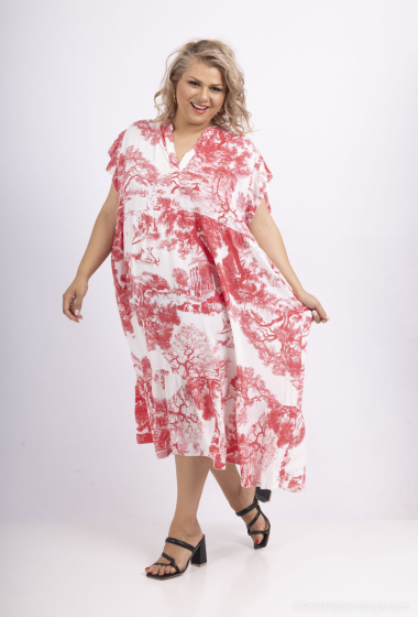 Wholesaler LAURA PARIS (MKL) - Fluid Midi printed dress in Jouy-print style
