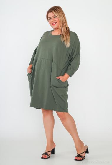 Wholesaler LAURA PARIS (MKL) - Long cotton sweatshirt / dress with 2 pockets