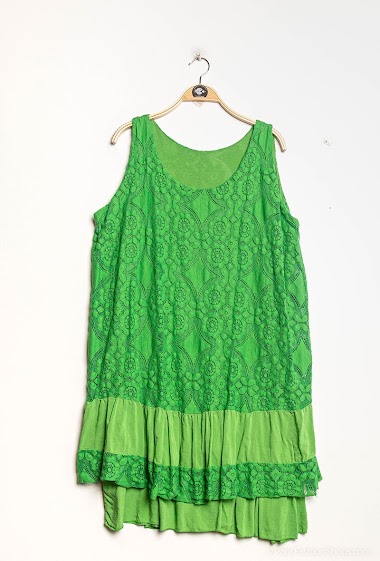 Wholesaler LAURA PARIS (MKL) - Short sleeveless lace dress with lining