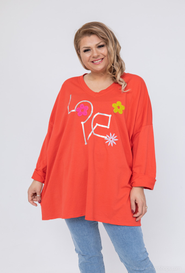 Großhändler LAURA PARIS (MKL) - Lockeres Sweatshirt mit „Love“-Aufdruck