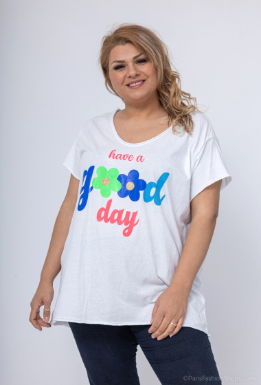 Mayorista LAURA PARIS (MKL) - Camiseta ligera de algodón con estampado “Que tengas un buen día”