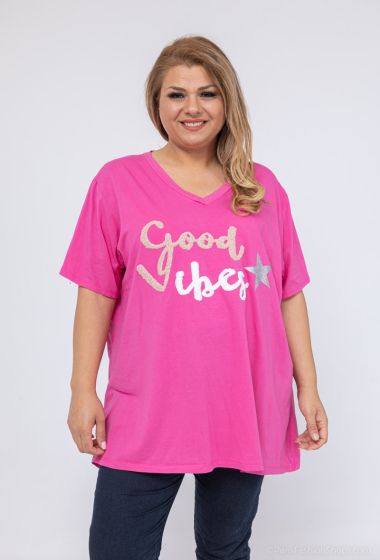 Großhändler LAURA PARIS (MKL) - T-Shirt mit „Good Vibes“-Aufdruck