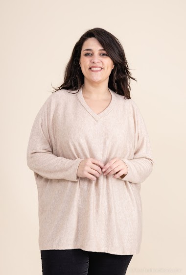 Wholesaler LAURA PARIS (MKL) - Soft V-neck tunic/ thin sweater