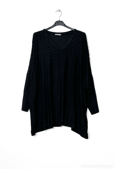 Wholesaler LAURA PARIS (MKL) - Soft V-neck oversized sweater/tunic with textured front